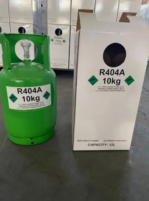 Refillable 10 kg R-404A refrigerant cylinder and carton